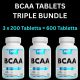 BCAA TABLETS TRIPLE BUNDLE - 3 Doboz 1 Csomagban - 600 Tabletta - Leucin, Isoleucin, Valin - BCAA Aminosav Tabletták - NXT Nutrition
