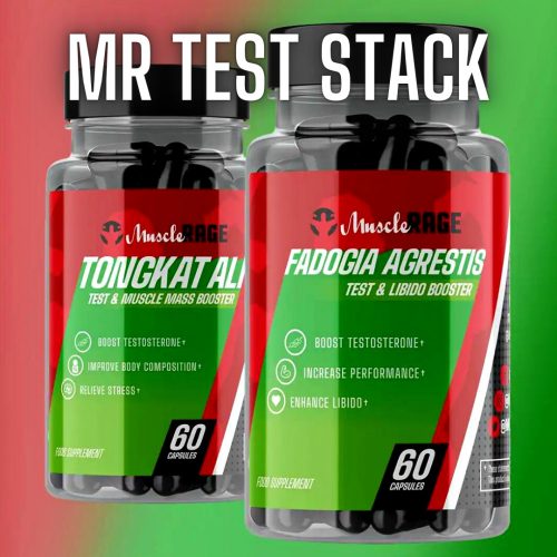 MR TEST STACK - Extrém Tesztoszteron Fokozó Csomag - Fadogia Agrestis + Tongkat Ali - 120 Kapszula - Muscle Rage