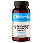ASHWAGANDHA & RHODIOLA EXTRACTS - Fokozott Állóképesség, Jobb Hangulat, Csökkent Stressz, Erősebb Libidó - 100 Kapszula - Bioherba
