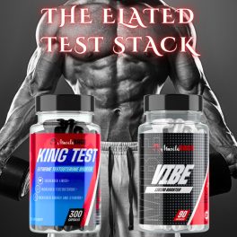   THE ELATED TEST STACK - Maximális Tesztoszteron Szint - Csökkent Ösztrogén & Kortizol - King Test + Vibe - 390 Kapszula - Muscle Rage