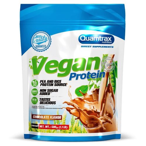 VEGAN PROTEIN 500g - Borsófehérje & Rizsfehérje Formula - Vegán Fehérjepor - Szójamentes - Quamtrax Nutrition