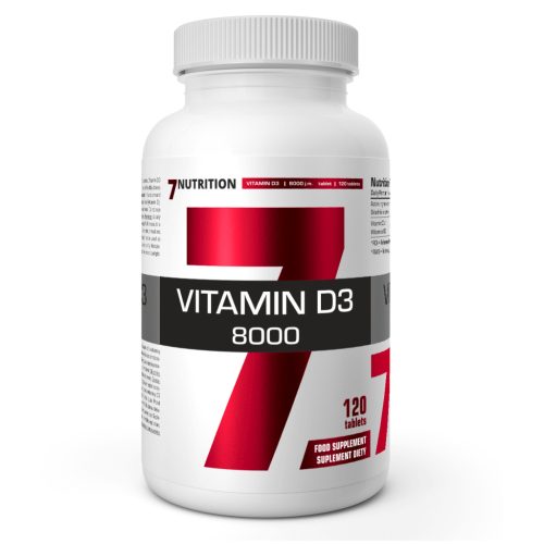 VITAMIN D3 8000IU XXL - Mega Dózis Nagy Kiszerelésben - 120 Tabletta - Felezhető, Negyedelhető Tabletták - 7Nutrition